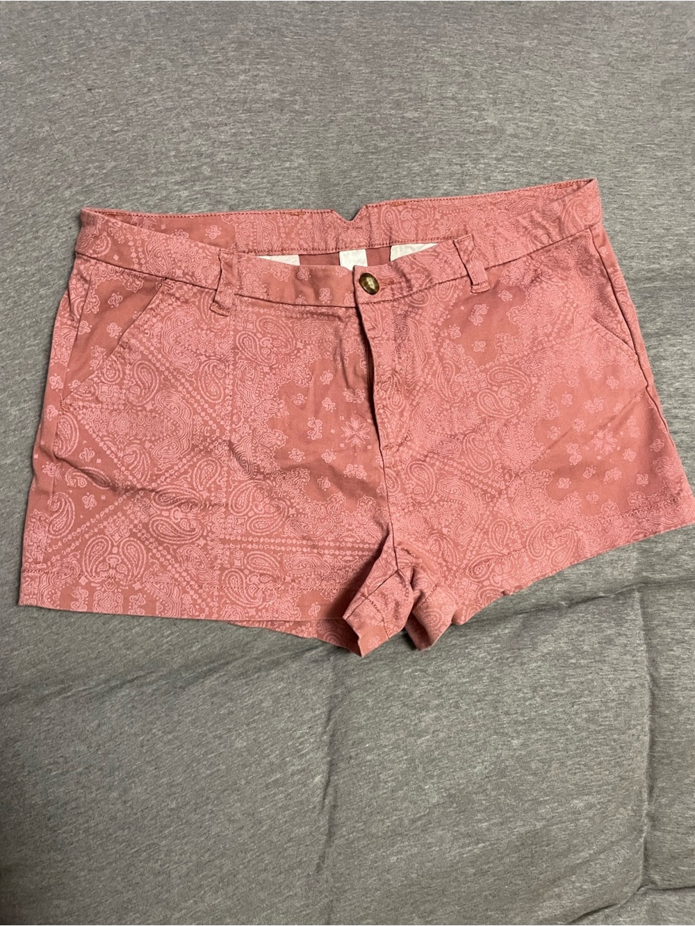 BONGO Pink Paisley Cotton-Blend Jean Shorts